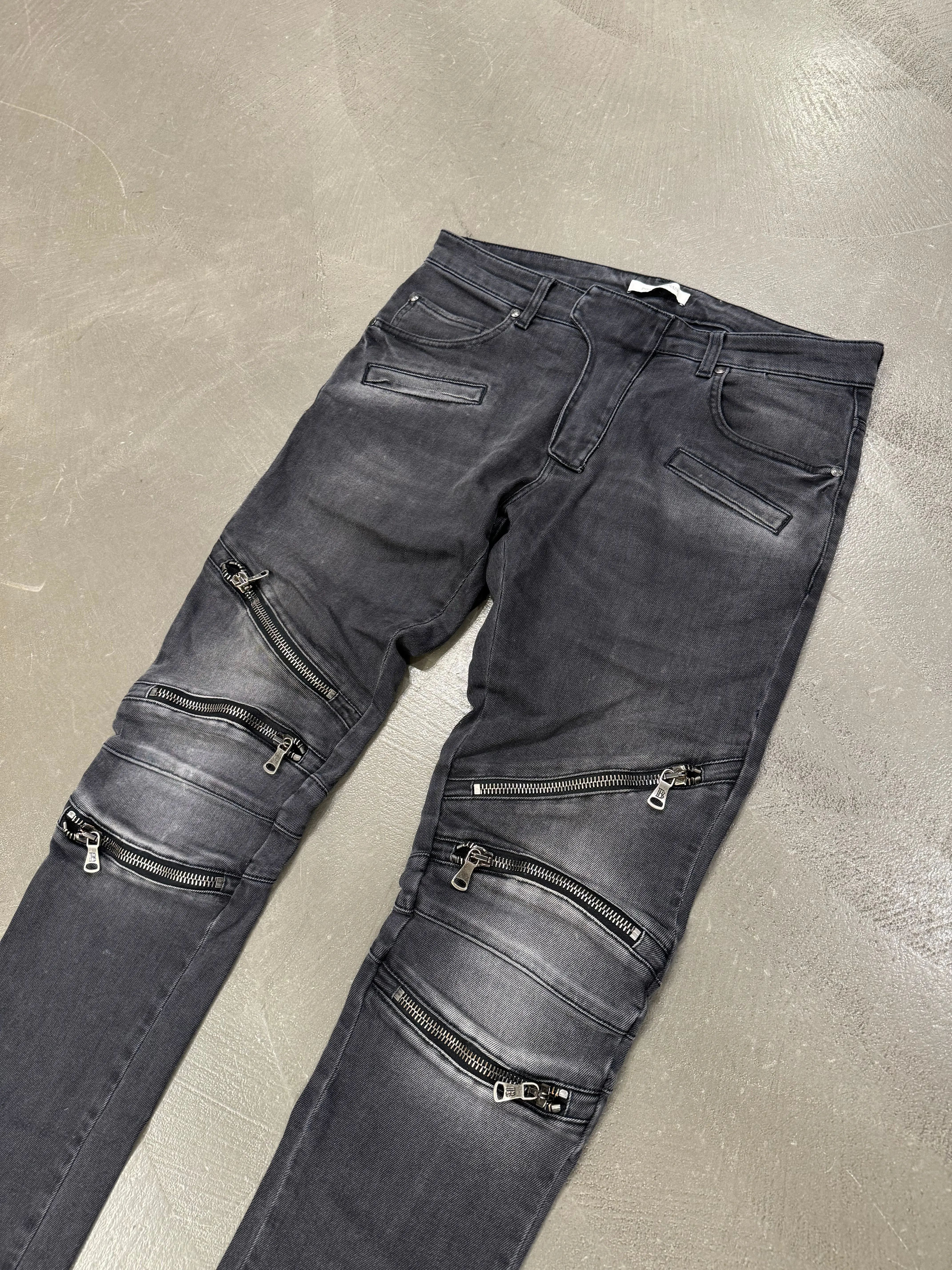 2010s Pierre Balmain biker zipper denim