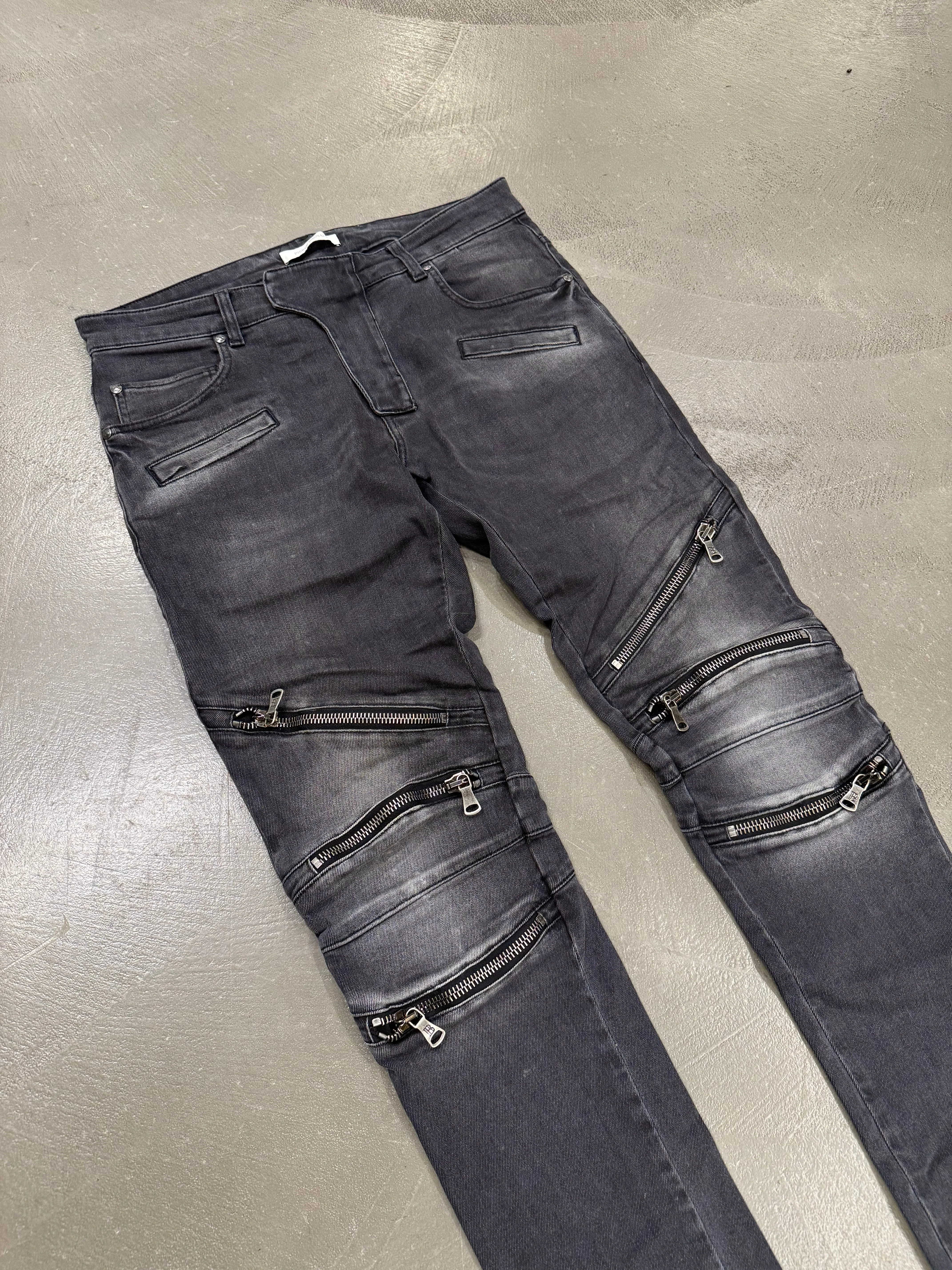 2010s Pierre Balmain biker zipper denim