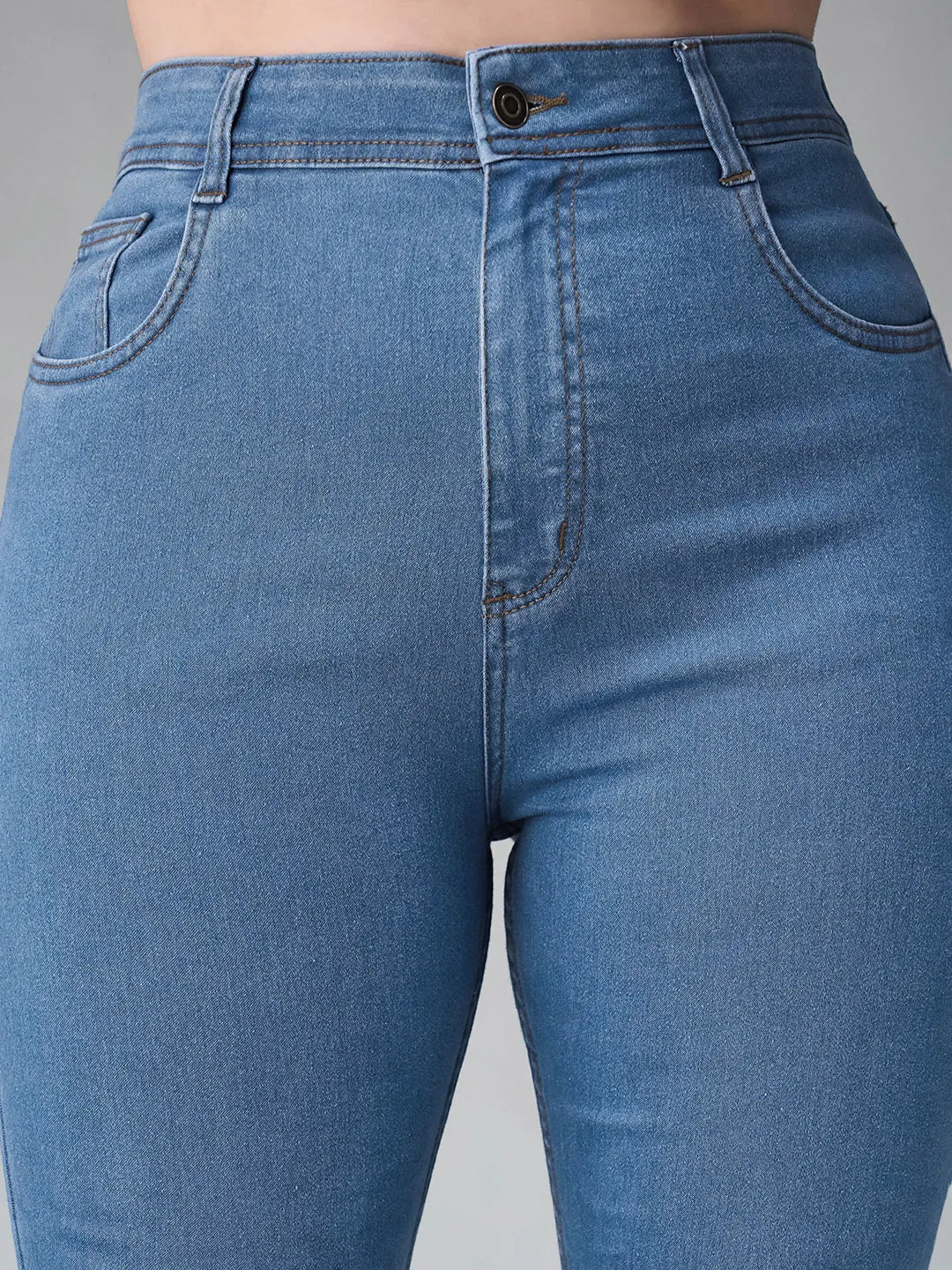 24/7 Comfort Blue Skinny High-Rise Distressed Denim Jeans