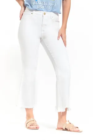 27" Luxe Demi Boot Jean w/ Sharkbite Hem in White