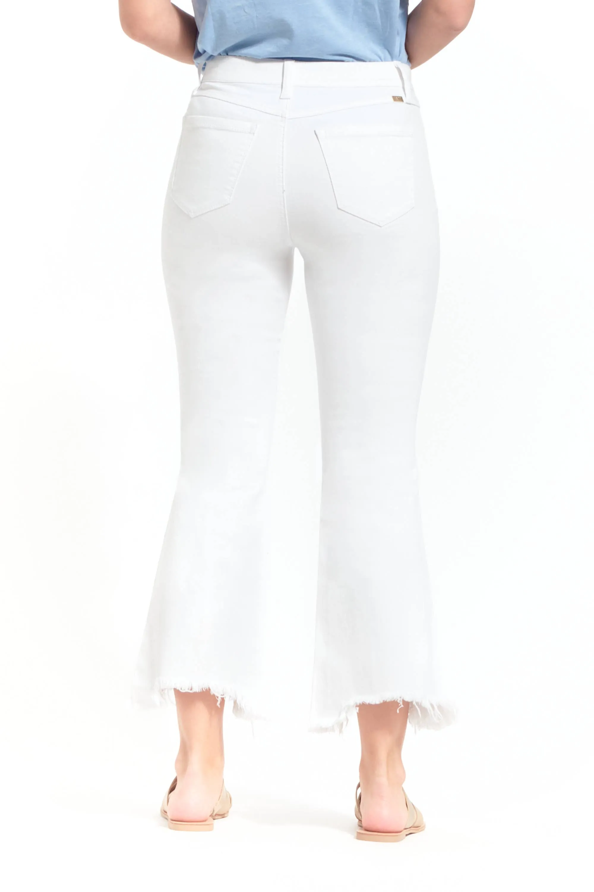 27" Luxe Demi Boot Jean w/ Sharkbite Hem in White