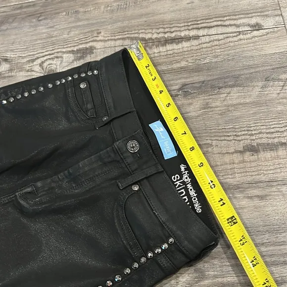 7 For All Mankind B(air) Ankle Skinny Coated Studded Jeans Size 26