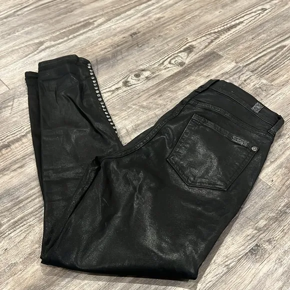 7 For All Mankind B(air) Ankle Skinny Coated Studded Jeans Size 26