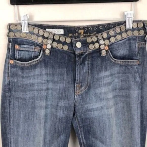 7 for All Mankind Zac Posen Jeans Studded Detail Faded Wash Bootcut Denim 27