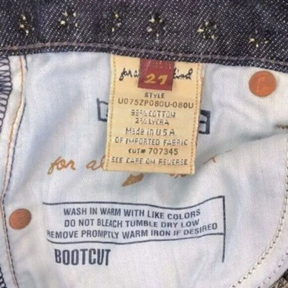 7 for All Mankind Zac Posen Jeans Studded Detail Faded Wash Bootcut Denim 27
