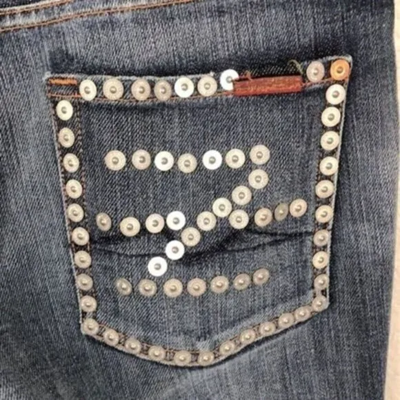 7 for All Mankind Zac Posen Jeans Studded Detail Faded Wash Bootcut Denim 27