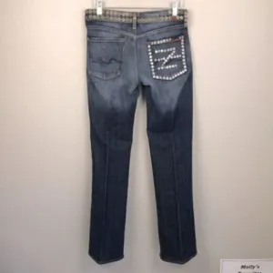7 for All Mankind Zac Posen Jeans Studded Detail Faded Wash Bootcut Denim 27
