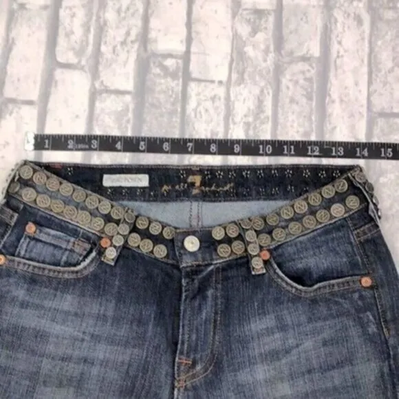 7 for All Mankind Zac Posen Jeans Studded Detail Faded Wash Bootcut Denim 27