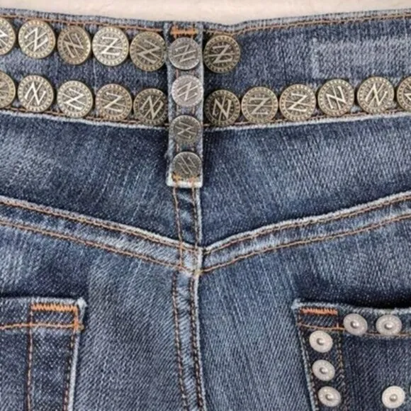 7 for All Mankind Zac Posen Jeans Studded Detail Faded Wash Bootcut Denim 27