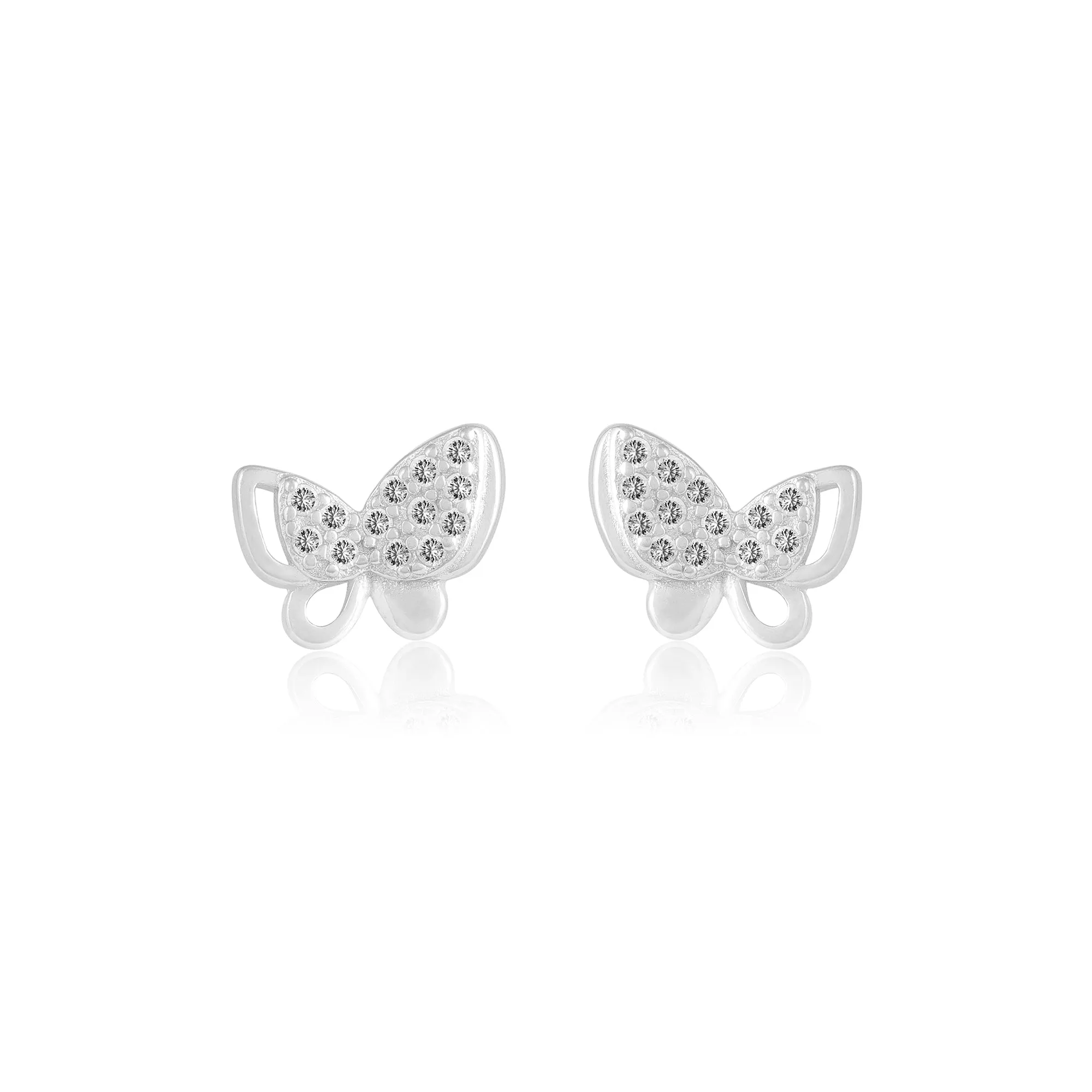 925 Sterling Silver Rhodium Plated Fairy Butterfly Stud For Kids