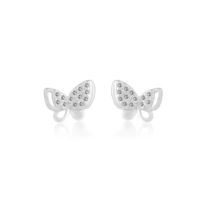 925 Sterling Silver Rhodium Plated Fairy Butterfly Stud For Kids
