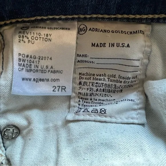 AG Adriano Goldschmied Stilt Cigarette Jeans, Size 27