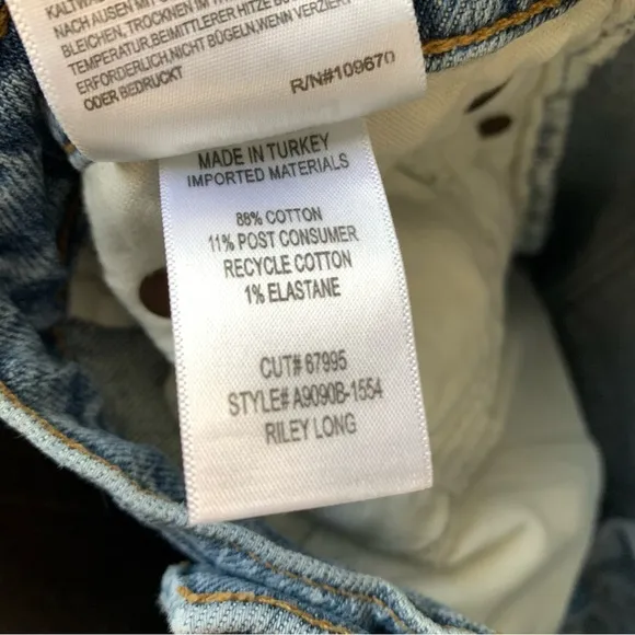 AGOLDE Riley Long High Rise Straight Jeans in Quiver Color Size 27