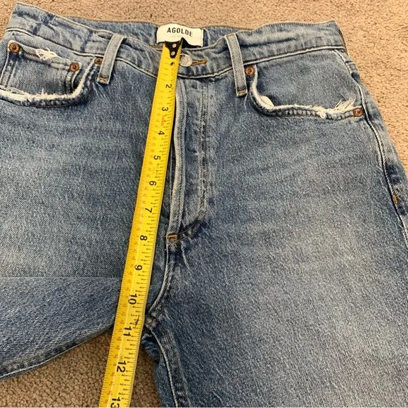 AGOLDE Riley Long High Rise Straight Jeans in Quiver Color Size 27