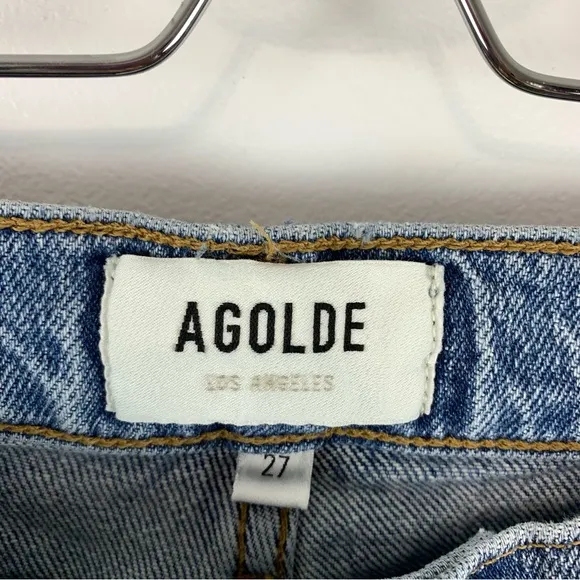 AGOLDE Riley Long High Rise Straight Jeans in Quiver Color Size 27