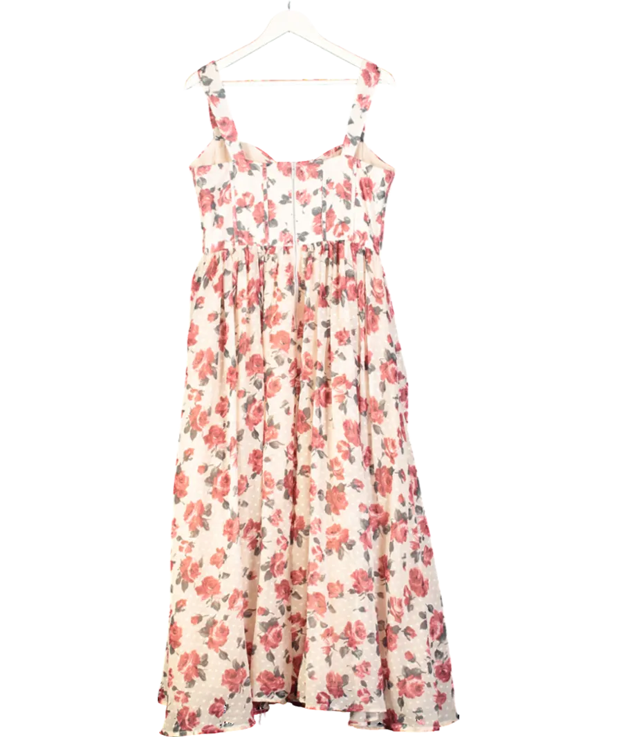 ALB Anne Louise Pink Floral Print Dress UK 14