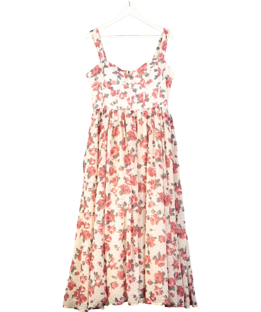 ALB Anne Louise Pink Floral Print Dress UK 14