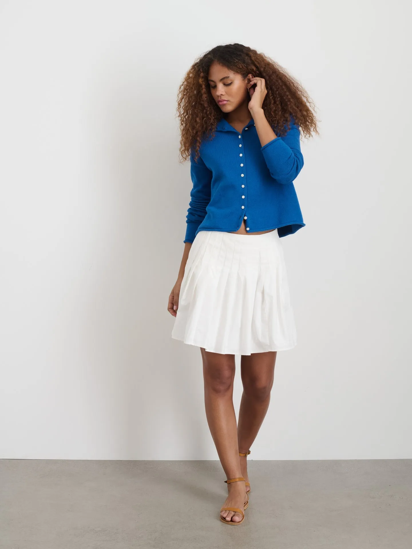 Alex Mill - Taylor Rollneck Cardigan in Cotton Cashmere Cosmic Blue