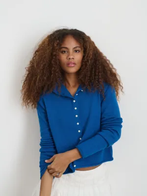 Alex Mill - Taylor Rollneck Cardigan in Cotton Cashmere Cosmic Blue