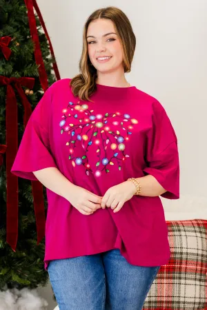 All Lit Up Boyfriend Tee, Magenta