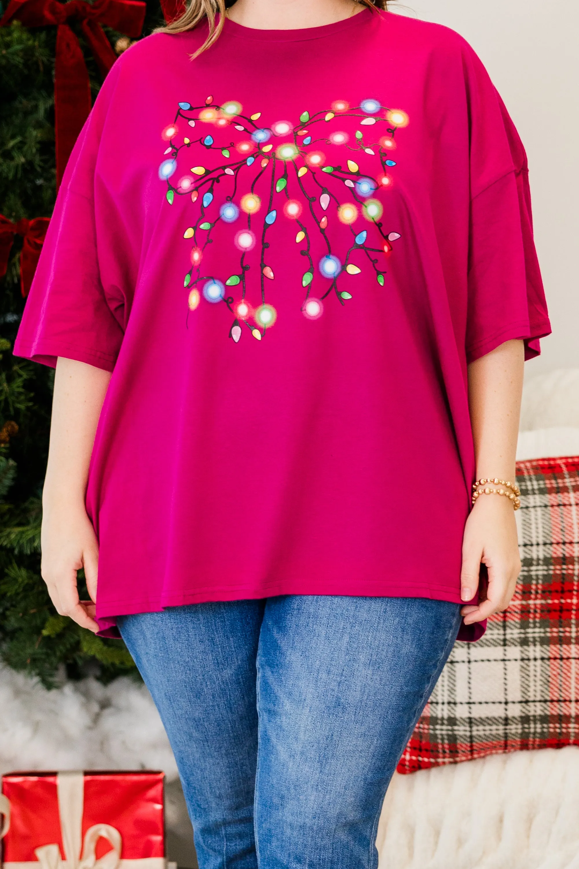 All Lit Up Boyfriend Tee, Magenta
