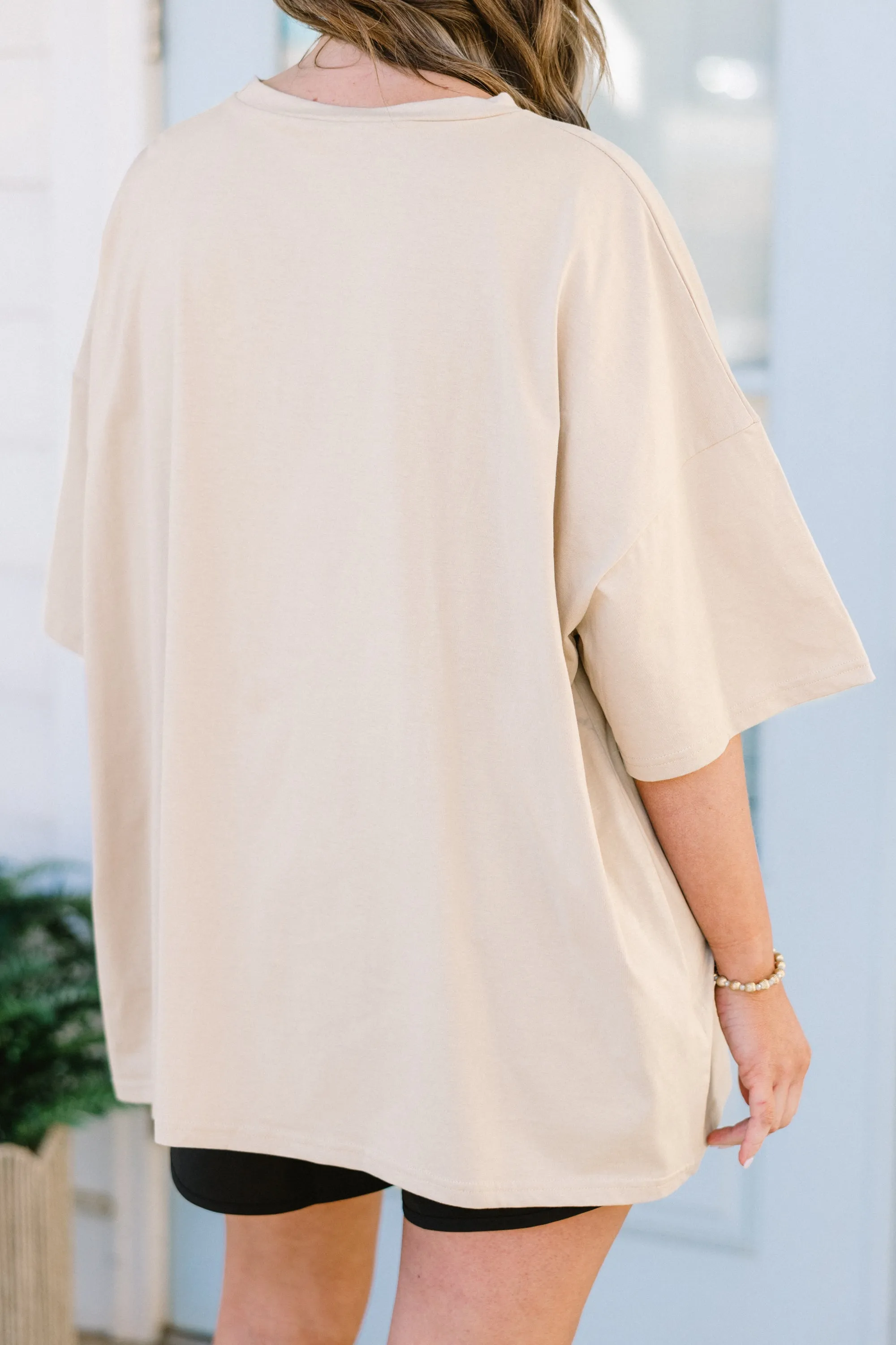 Always Wild and Free Boyfriend Tee, Light Mocha