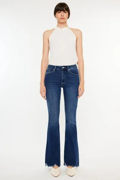 Alyson Cat's Whiskers Raw Hem Flare Jeans