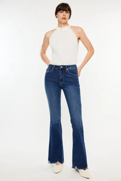 Alyson Cat's Whiskers Raw Hem Flare Jeans