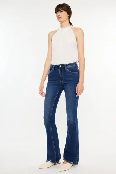 Alyson Cat's Whiskers Raw Hem Flare Jeans