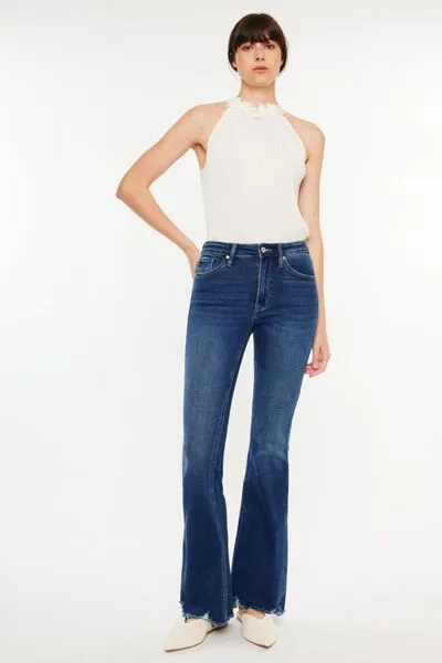 Alyson Cat's Whiskers Raw Hem Flare Jeans