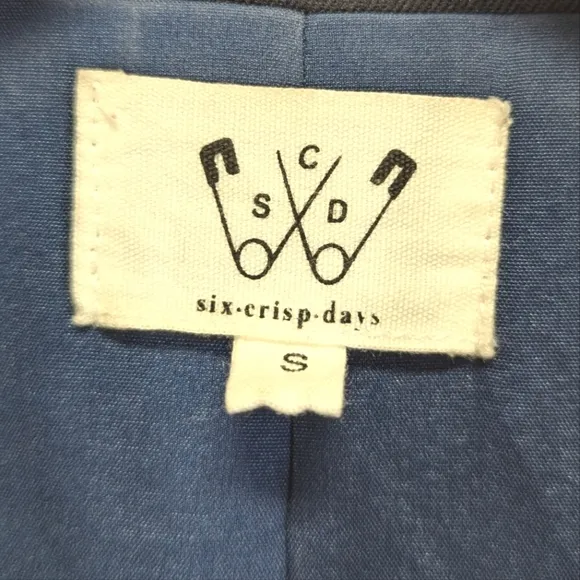 Anthropologie Six Crisp Days Navy Blazer Long line Oversized Double Breasted S
