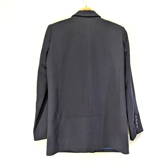 Anthropologie Six Crisp Days Navy Blazer Long line Oversized Double Breasted S