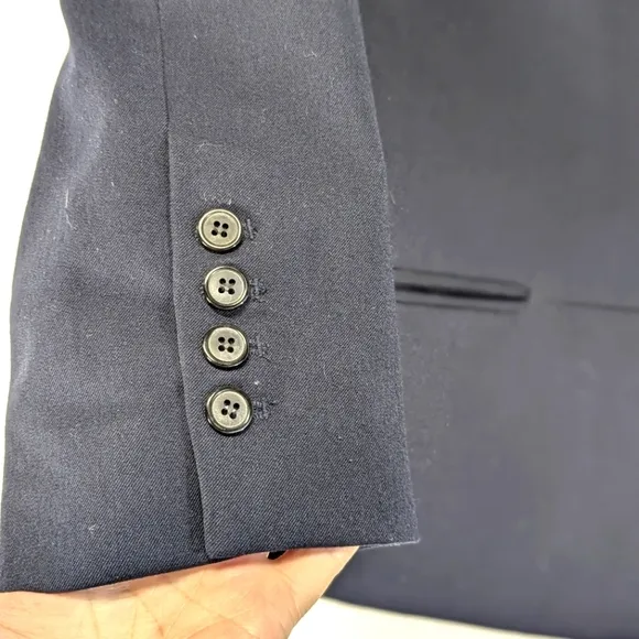 Anthropologie Six Crisp Days Navy Blazer Long line Oversized Double Breasted S