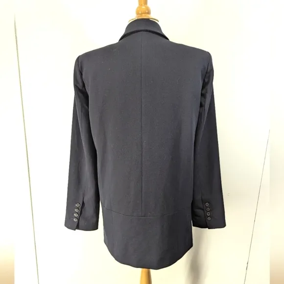 Anthropologie Six Crisp Days Navy Blazer Long line Oversized Double Breasted S