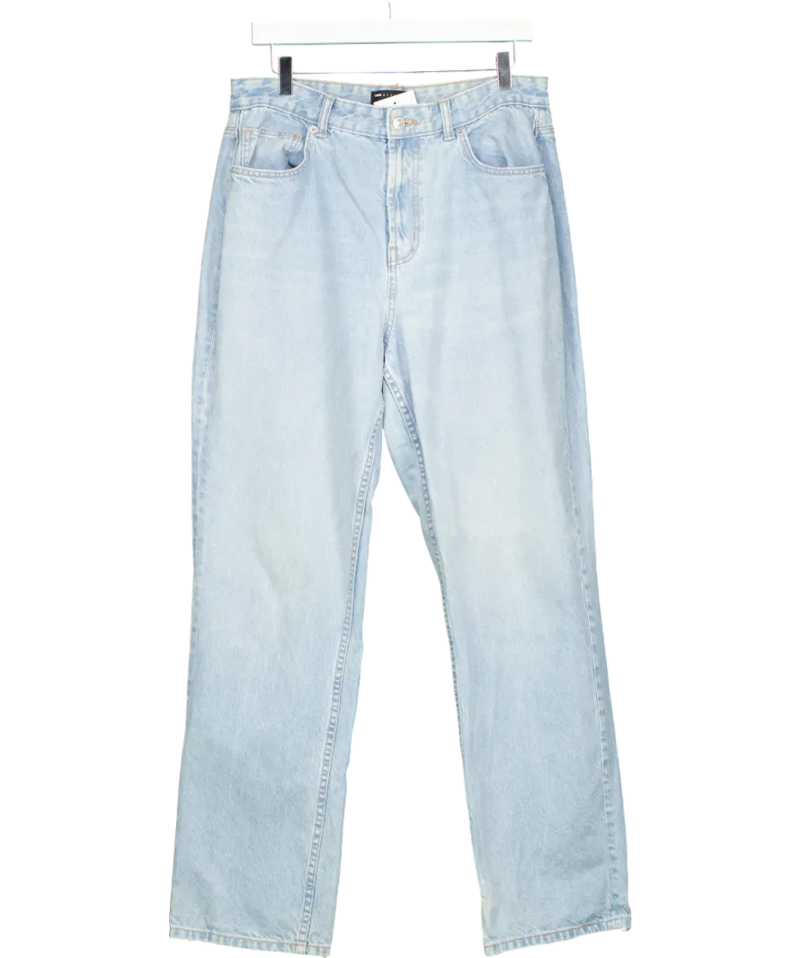 ASOS Blue Ember Low Rise Wide Leg Jeans In Bleach W32