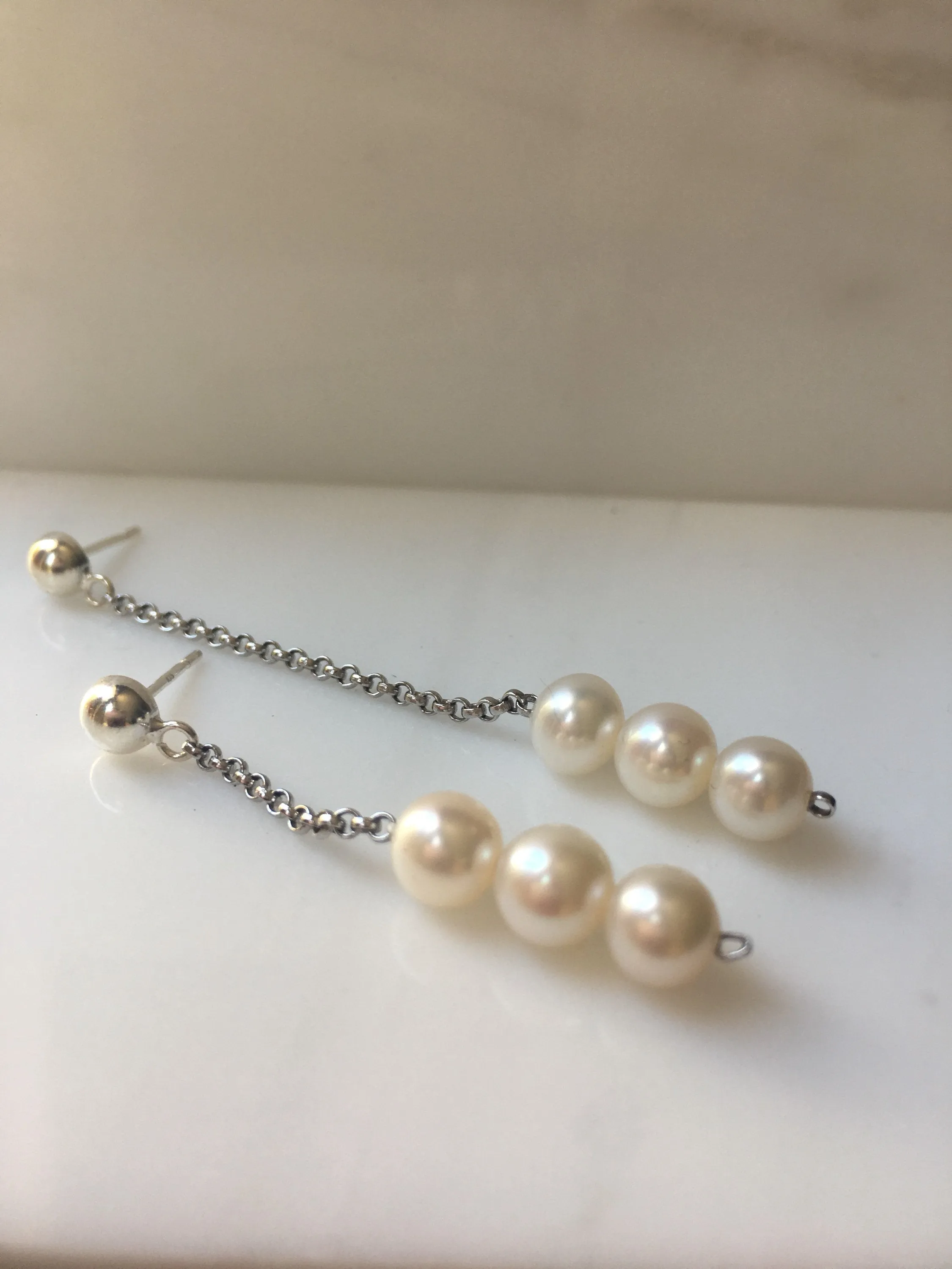 Asymmetrical Pearl Trio Earrings