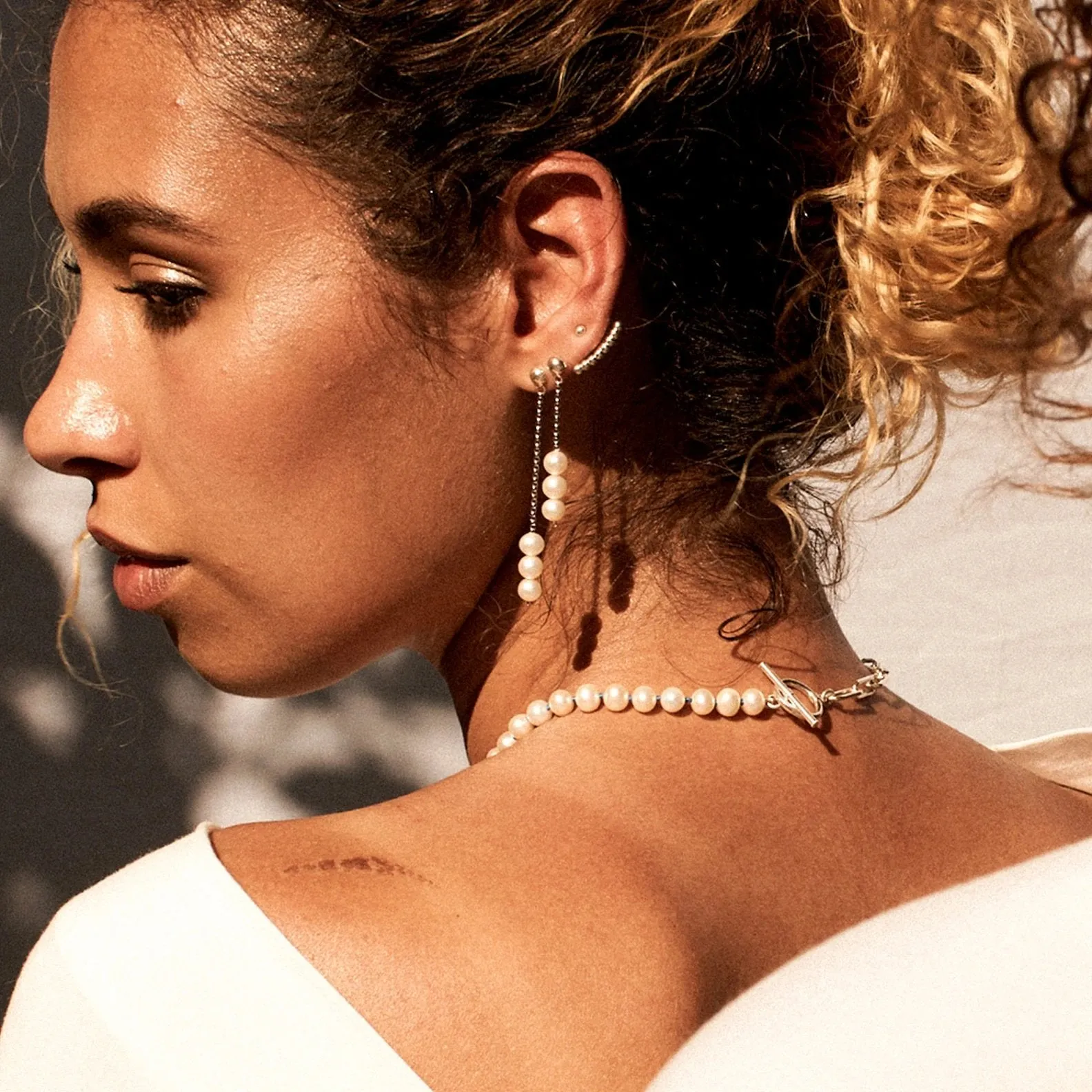 Asymmetrical Pearl Trio Earrings