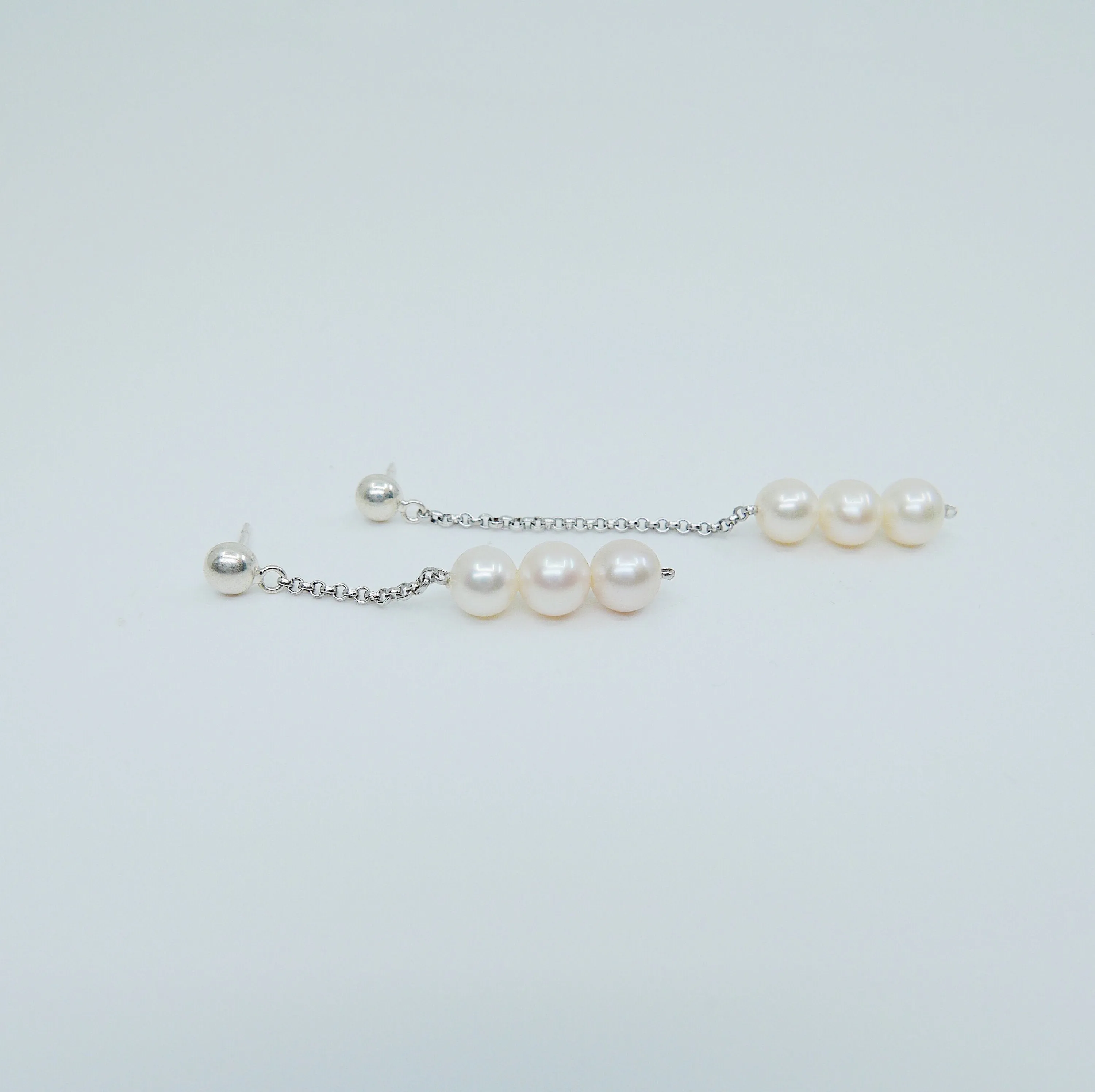 Asymmetrical Pearl Trio Earrings