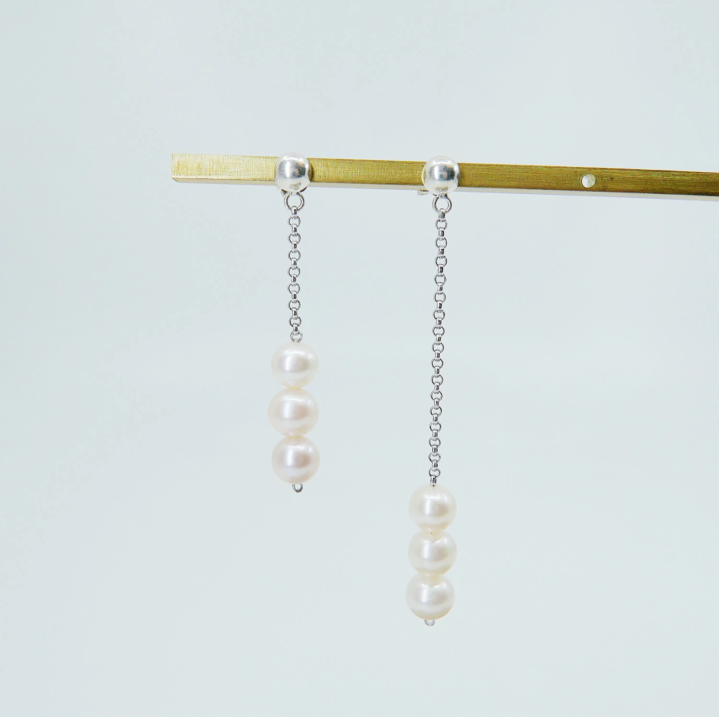 Asymmetrical Pearl Trio Earrings