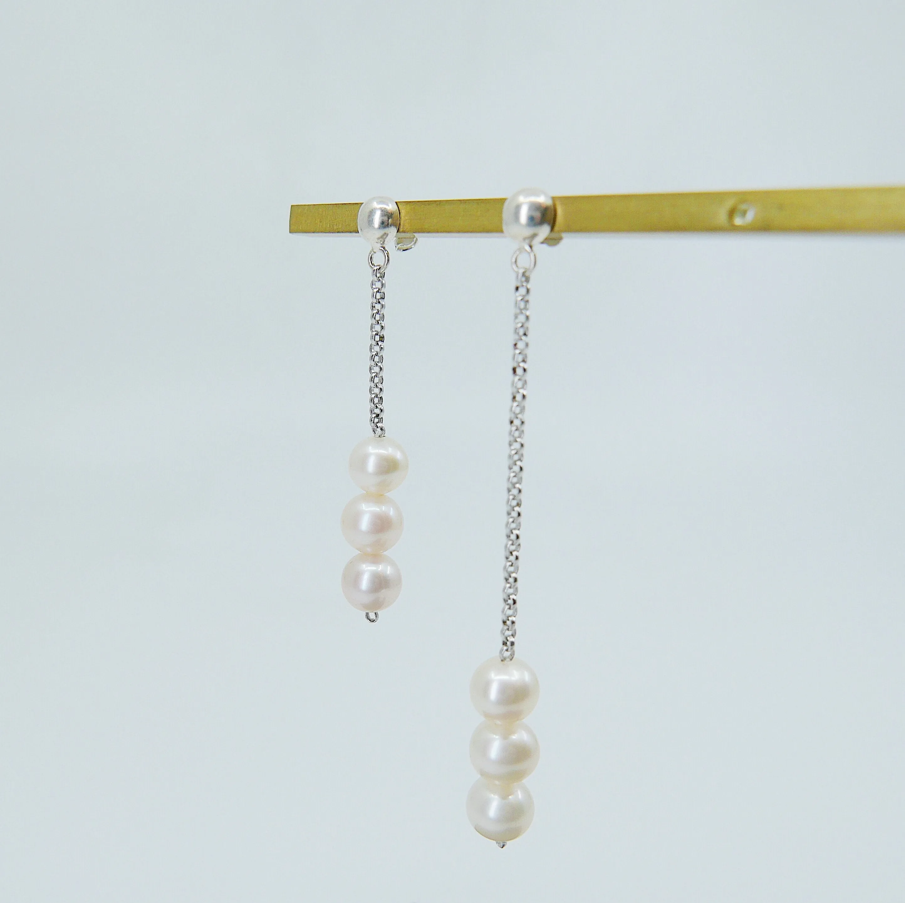 Asymmetrical Pearl Trio Earrings