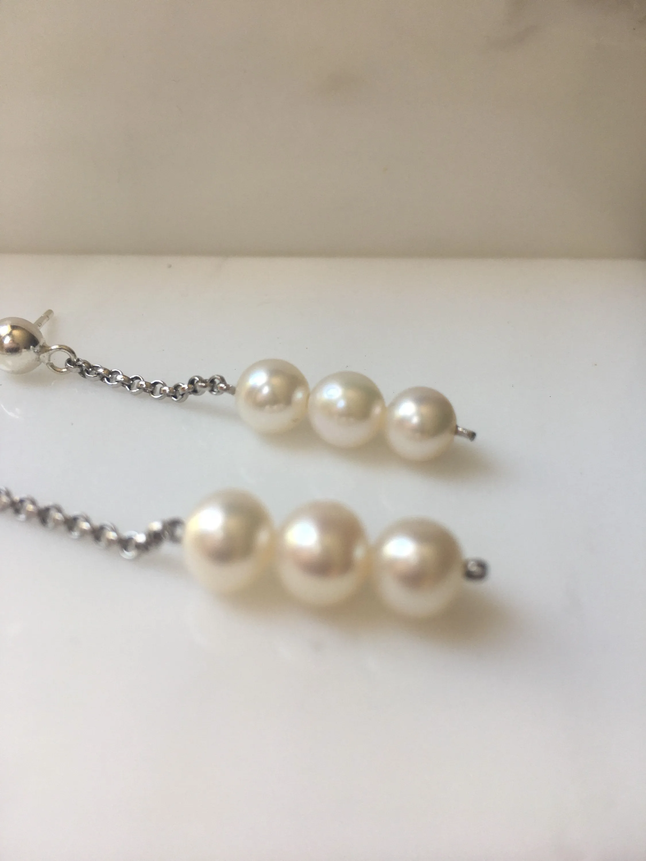 Asymmetrical Pearl Trio Earrings