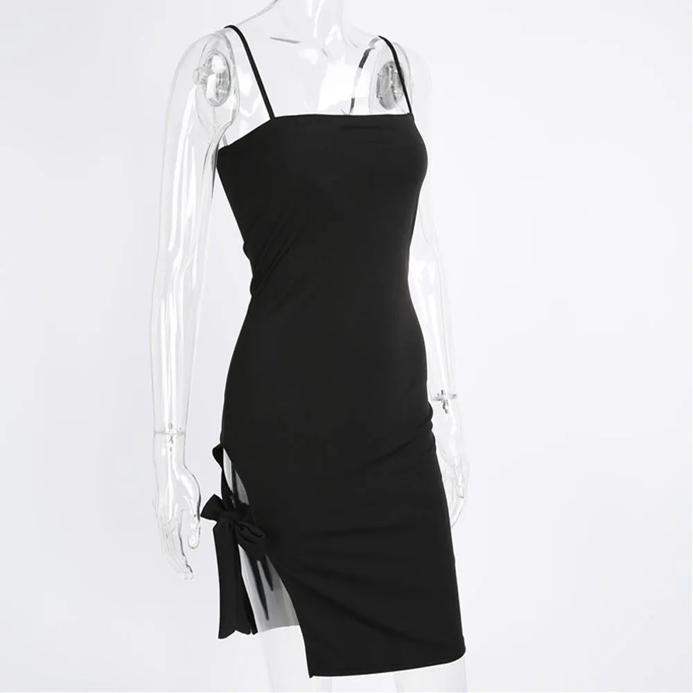 Asymmetrical Sleeveless Black Dress