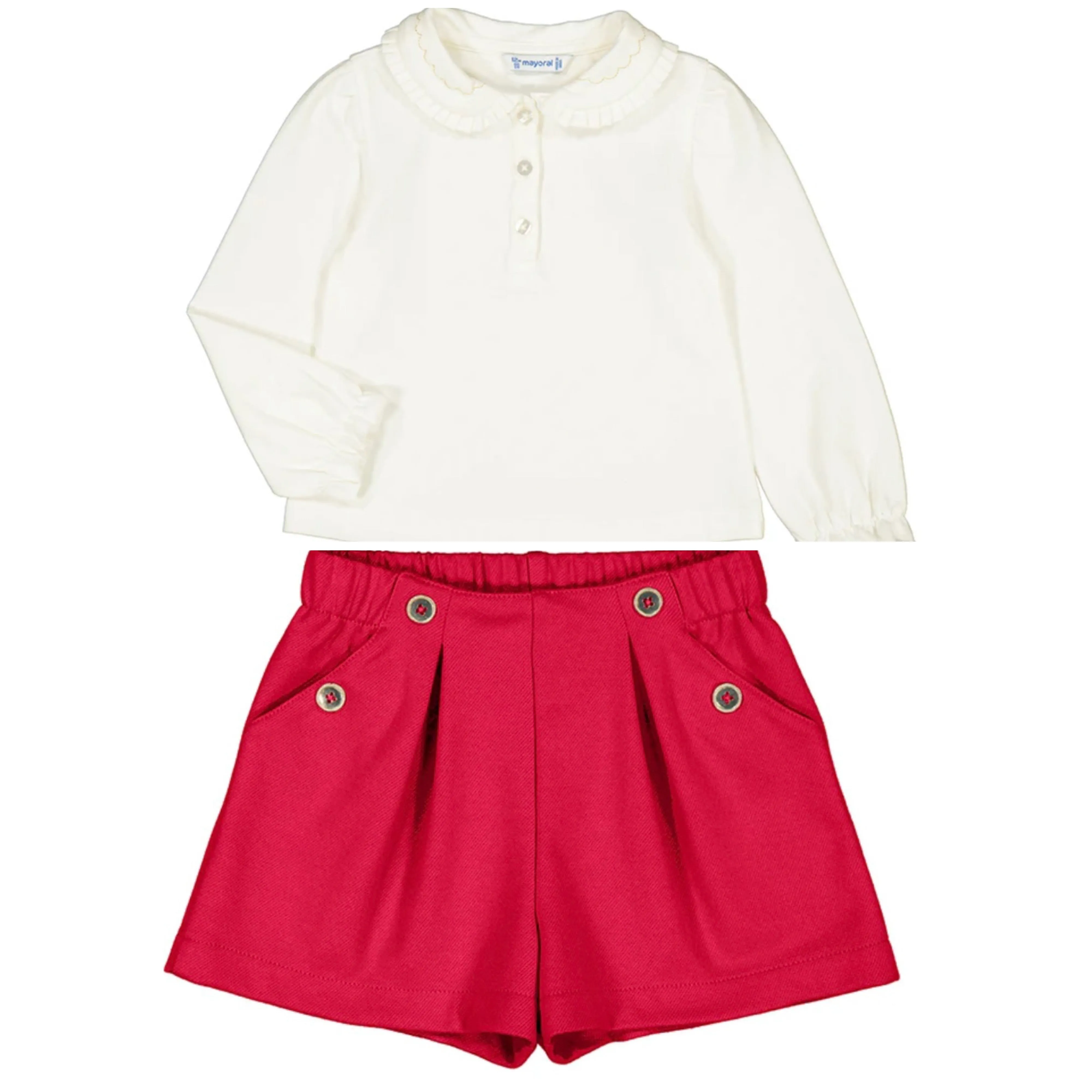 AW24 Mayoral - Long Sleeve top and Cherry Red Shorts Set