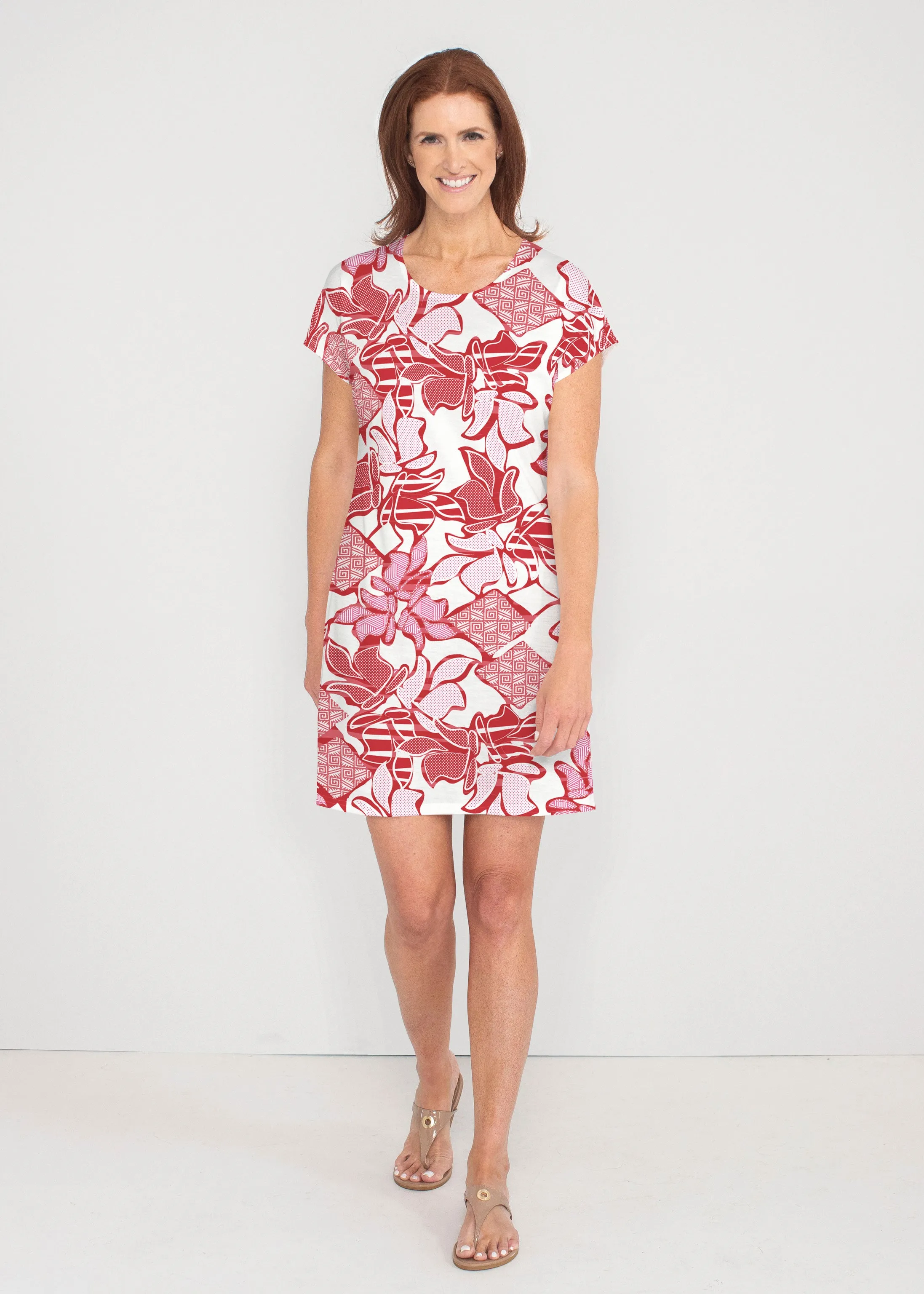 Aztek Sail Red (8117) ~ Lucy Tee Dress