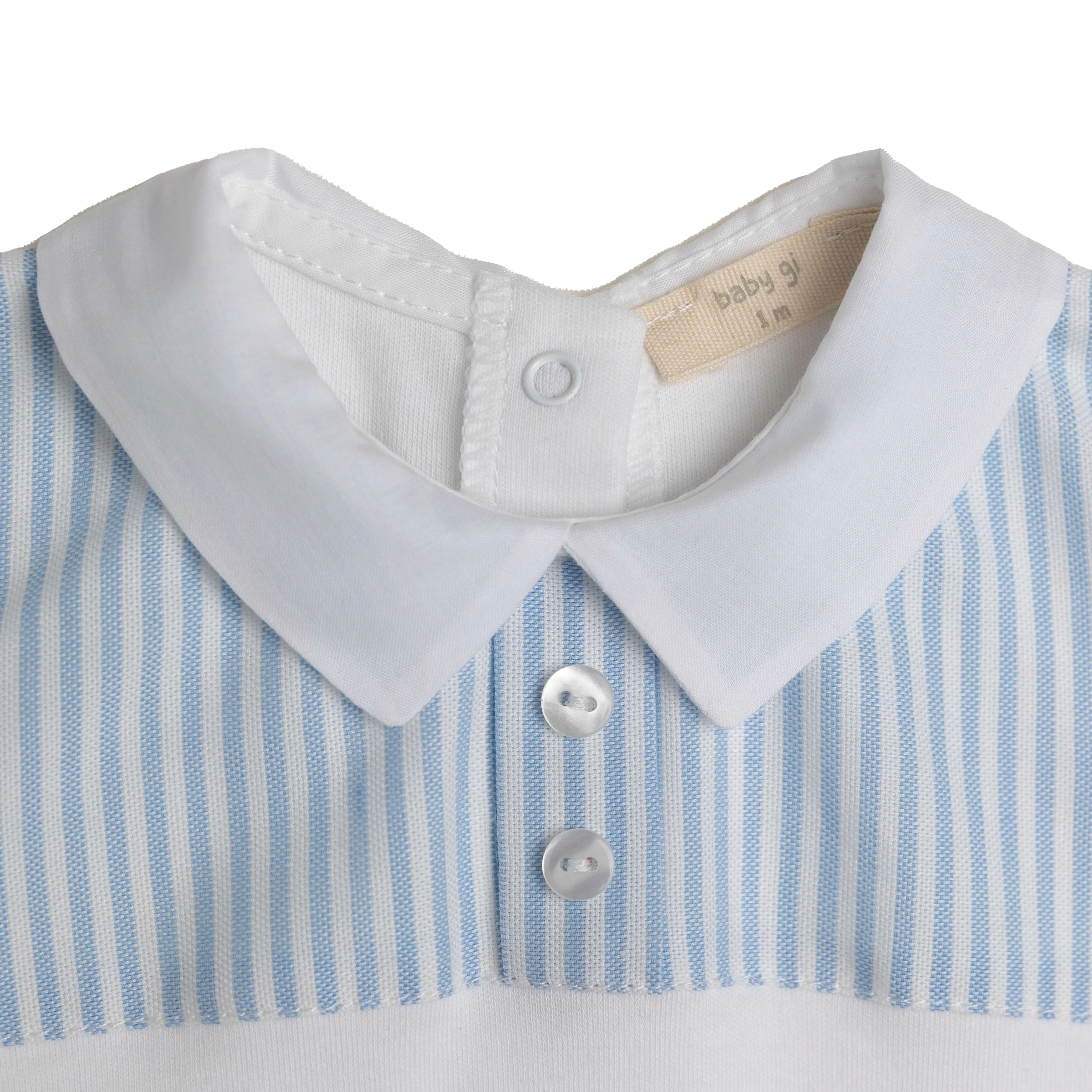 Baby Gi Stripe Babygrow - White & Blue