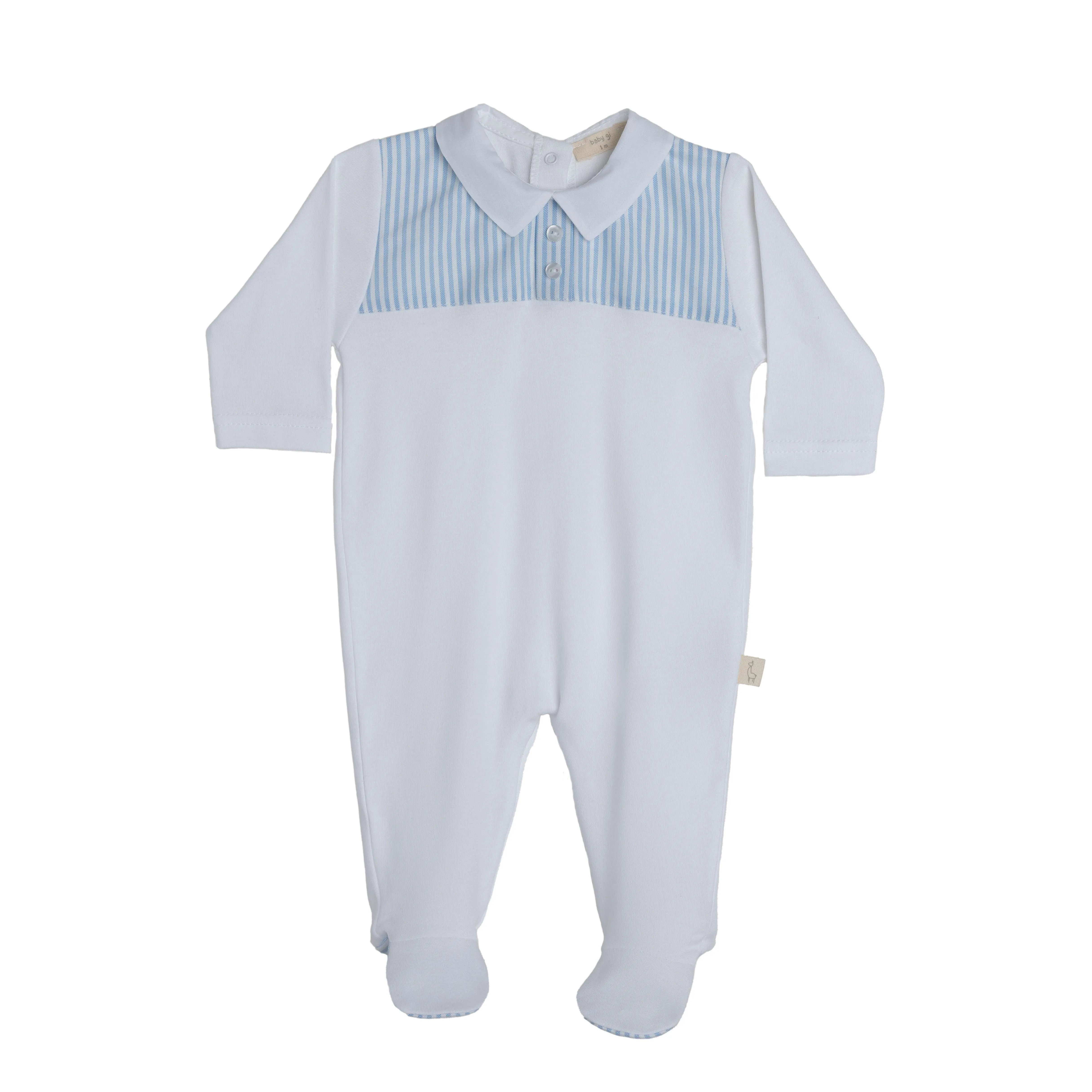Baby Gi Stripe Babygrow - White & Blue