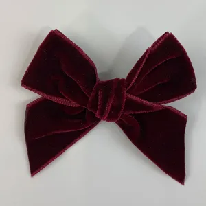 Baby Girls Burgundy Velvet Hair Bow - Calamaro 77028