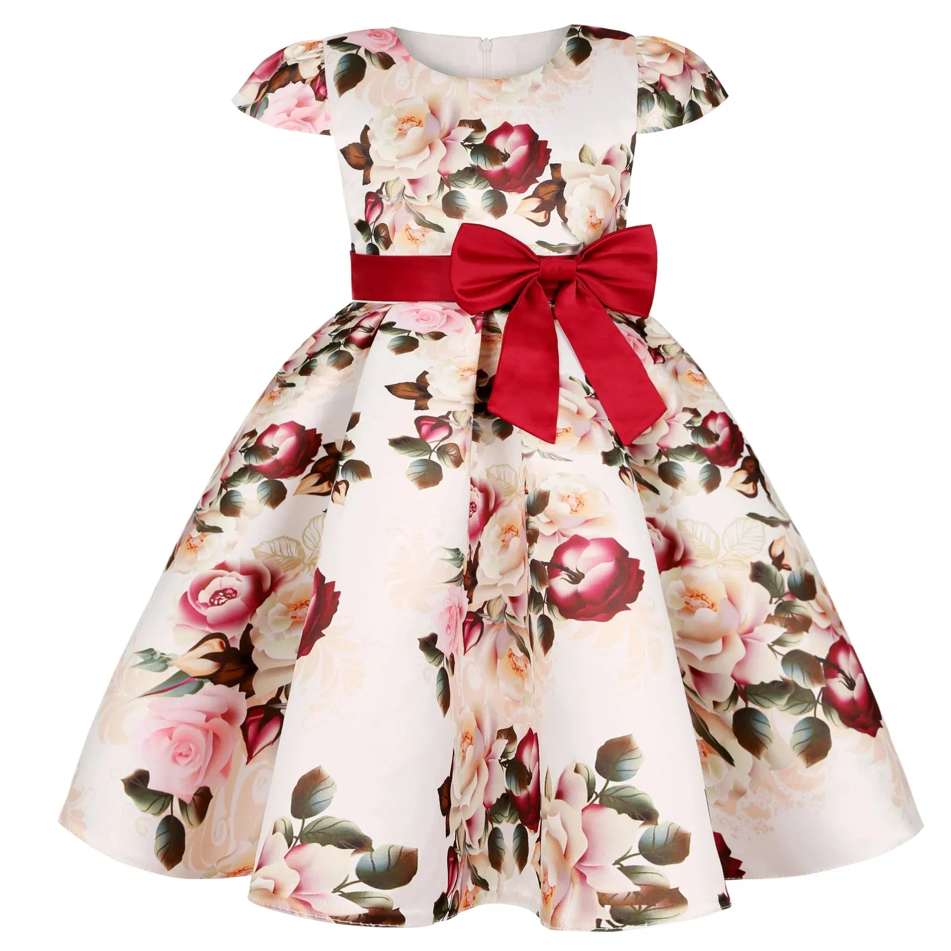 Baby Girls Flower Striped Dress For Girls Floral Wedding Party Dresses Kids Princess Christmas Dress Children Girls Clothing