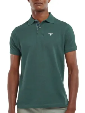 Barbour Mens Tartan Pique Polo Shirt Green Gables