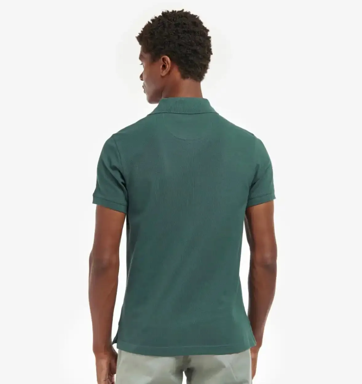 Barbour Mens Tartan Pique Polo Shirt Green Gables